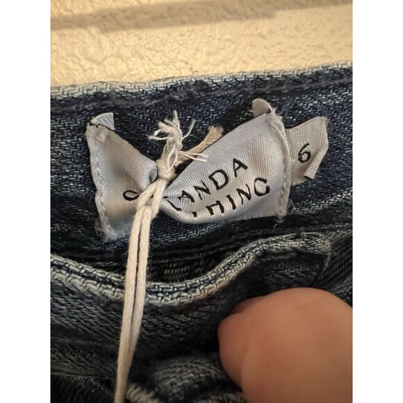 Ghanda Jeans Size 6 Ying Yang Beach Stamp Blue Wide Leg - Picture 14 of 16